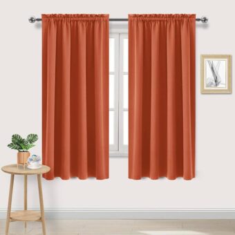 DWCN Blackout Curtains Thermal Insulated, Energy Saving & Noise Reducing Bedroom and Living Room Curtains, Burnt Ochre, W 52x L 63 Inch, Set of 2 Rod Pocket Curtain Panels