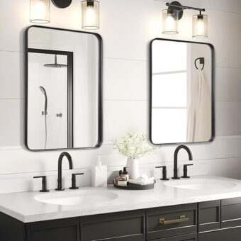 Fabuday Bathroom Mirrors Over Sink 2 Pack- 36x24 Inch Black Matte Framed Mirrors Wall Mounted, Large Rectangle Vanity Mirror Metal Frame for Bathroom Double Sink, Farmhouse,...