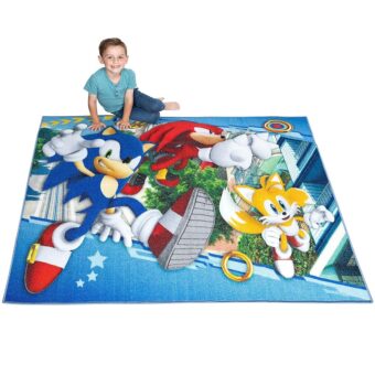 Franco Kids Room Non Slip Area Rug, 69 in x 52 in, Sonic The Hedgehog, Anime