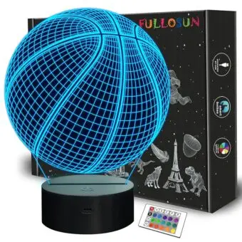 FULLOSUN Basketball 3D Night Light Birthday Gift Lamp, Light Up Basketball Gifts 3D Illusion Lamp with Remote Control 16 Colors Changing Sport Fan Room Decoration Boy Kids Room...