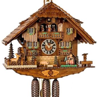 German Cuckoo Clock 8-day-movement Chalet-Style 23.00 inch - Authentic black forest cuckoo clock by Hönes