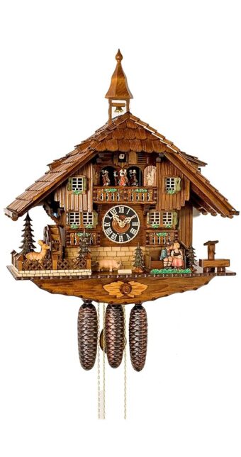 German Cuckoo Clock 8-day-movement Chalet-Style 23.00 inch - Authentic black forest cuckoo clock by Hönes