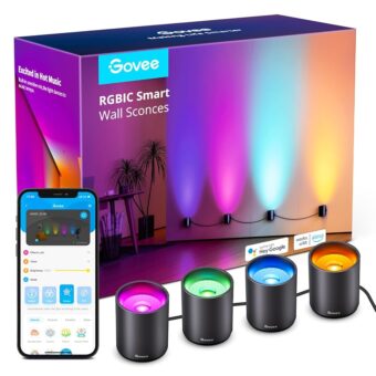 Govee RGBICWW Smart Wall Sconces, Music Sync Home Decor WiFi Wall Lights Work with Alexa, Multicolor Wall Led Light for Party and Decor, 30+ Dynamic Scene Indoor Light Fixture...