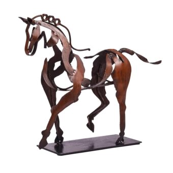 Handmade Horse Statue - Unique Rustic Decor for Office & Home - Hand-Painted Metal Sculpture - Perfect Handicraft Gift for Horse Lovers (Brown)