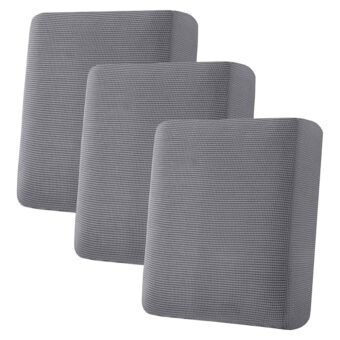 H.VERSAILTEX Super Stretch Couch Cushion Covers Individual Seat Couch Slipcover Sets Thick Jacquard Textured Twill Fabric (3 Piece Sofa Cushion Covers, Grey)