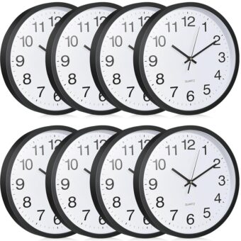 Inbagi 8 Pcs Wall Clock Large Silent Battery Operated Wall Clocks Modern Non Ticking Wall Clocks Bulk Decorative for Kitchen Office Living Room Home Bathroom Bedroom...