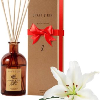 Jasmine & Lily Reed Diffuser | Includes All Natural Essential Oil & 8 Rattan Scent Sticks | Reed Diffuser Set for Bathroom | Reed Diffusers for Home | Long Lasting Home...