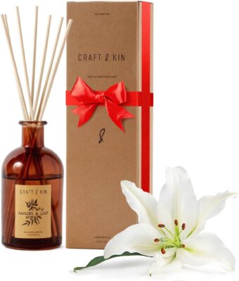 Jasmine & Lily Reed Diffuser | Includes All Natural Essential Oil & 8 Rattan Scent Sticks | Reed Diffuser Set for Bathroom | Reed Diffusers for Home | Long Lasting Home...