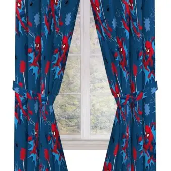 Jay Franco Marvel Spiderman Spidey Daze 84" Inch Drapes - Beautiful Room Décor & Easy Set Up, Bedding - Curtains Include 2 Tiebacks, 4 Piece Set (Official Marvel Product)