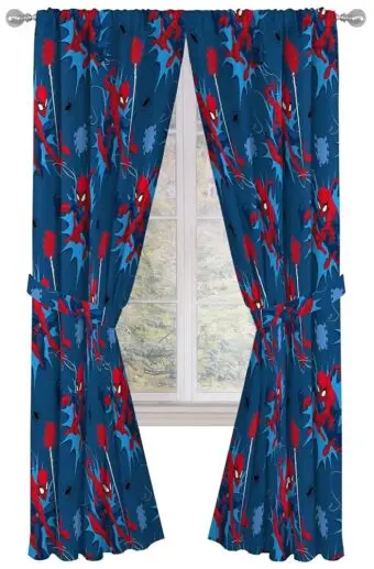 Jay Franco Marvel Spiderman Spidey Daze 84" Inch Drapes - Beautiful Room Décor & Easy Set Up, Bedding - Curtains Include 2 Tiebacks, 4 Piece Set (Official Marvel Product)