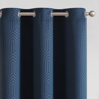 jinchan 80% Blackout Curtains for Bedroom, Embossed Textured Curtains 63 Inch Length 2 Panels Set, Geometric Patterned Drapes for Living Room, Art Deco Window Treatments,...