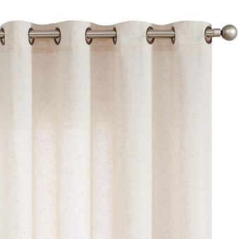 jinchan Linen Beige Curtain 100 Inch Extra Wide for Patio Sliding Glass Door Room Divider Farmhouse Grommet Top Light Filtering Window Drape for Bedroom 100x96 Crude 1 Panel