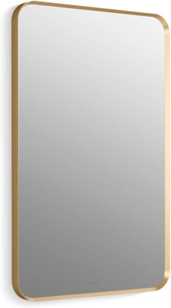 KOHLER Essential 22 in. W x 34 in. H Rectangle Framing Wall Mirror with Modern Brushed Gold