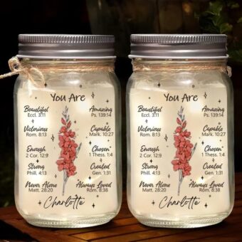 LASFOUR Personalized Mason Jar Night Light Your Are Inspiration-Gift For Bff, Best Friends, Sisters-birth Month Flowers Custom Mason Jar Lights