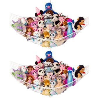 Lilly's Love Stuffed Animal Hammock, 2 Pack | Corner Hanging Organizer, Stuffed Animal Storage | Easy to Hang Plushie Net w/Included Anchors & Hooks | Cute Room, Bedroom & Home...