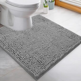 LuxUrux Toilet Rugs U Shaped Washable, Bathroom Toilet Mat, Extra-Soft Plush Bath Bathroom Rug,1'' Chenille Microfiber Material, Super Absorbent Shaggy Machine Wash & Dry (20 x...