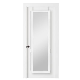 MCS 16x55 White Over The Door Mirror, Full Length Hanging Mirror for Bedroom and Bathroom Doors, No Tools Required