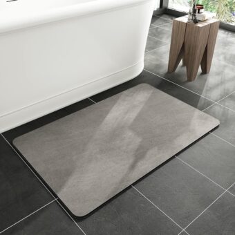 MontVoo -Bath Mat Rug-Rubber Backing Non Slip Quick Dry Absorbent Thin Bathroom Rugs Fit Under Door-Faux Suede Surface Bathroom Floor Mats-Shower Rug for in Front of Bathtub...