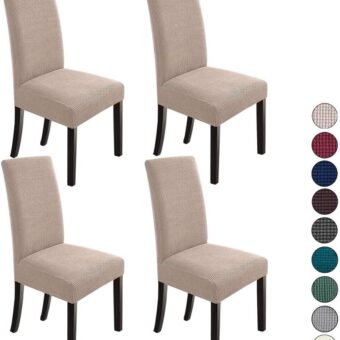 NORTHERN BROTHERS Dining Chair Covers Seat Parson Chair Slipcover for Dining Room Set of 4, Khaki