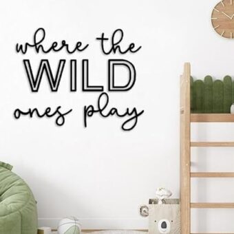 Playroom Wall Decor, 24" XL Where The Wild Ones Play Nursery Sign Acrylic Wall Art Decoration for Kids Toddler Room Decor Boys and Girls Home Bedroom Word Sign (Acrylic - Black)