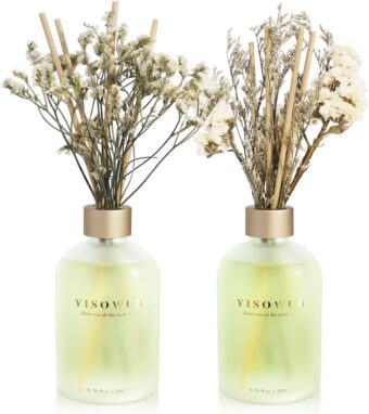 Reed Diffuser - Jasmine Lily&Osmanthus 6.76 oz（200ml） 2 Packs Flower Essential Oil Reed Diffuser Set with 16 Sticks - Long Lasting Fragrance for Home Bedroom Bathroom Room Shelf...