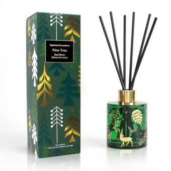 Reed Diffuser Set, Pine Needle Scented,8 Scent Diffuser Sticks with Christmas Bottle Design,Home Decor Bedroom Living Room Bathroom Office