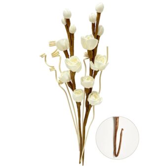 Reed Diffuser Sticks, Reed Diffuser Set,White Rose Wood Flower, Flower Reed Diffuser Sticks, Reed Diffuser for Home, for Bedroom, Office Bathroom Shelf Decor