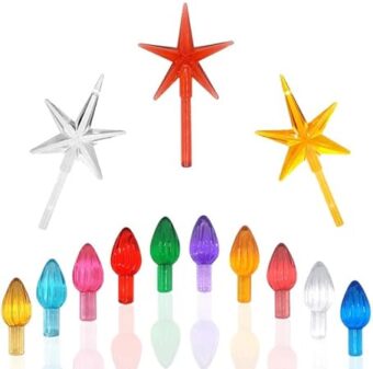 Replacement Lights Bulbs for Ceramic Christmas Tree National Artcraft Ornaments for Ceramic Tree Accessories, Flame Shape Light up Medium Twist, 3 Stars 105 PC Included,...