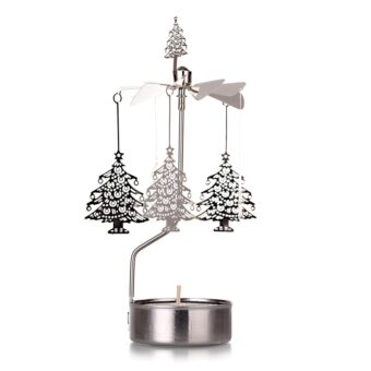 Rotary Candle Holder Spinning Candleholder Metal Small Gift (Tree)