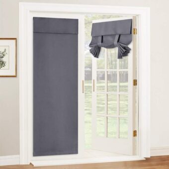 RYB HOME Blackout Door Curtain - Privacy Thermal Insulated Tricia Door Window Curtains for Patio French Door Front Door Sidelight Curtain Tie up Shade, W26 x L69 inch, 1 Panel,...