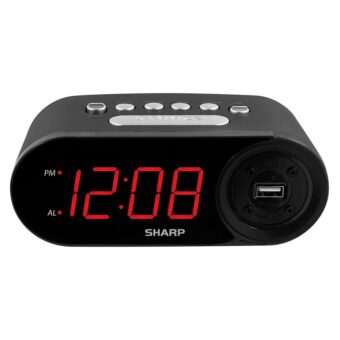 Sharp Digital Easy to Read Alarm Clock with 2 AMP High-Speed USB Charging Power Port - Charge Your Phone, Tablet with a high Speed Charge! Simple, Easy to Use Operation,...