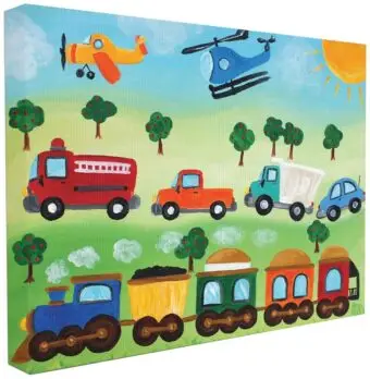 Stupell Industries The Kids Room by Stupell Planes, Trains, and Automobiles Canvas Wall Art, 16 x 20, Design by Artist nJoyArt