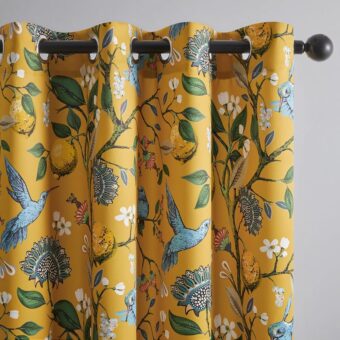 Topfinel Mustard Yellow Curtains, Aesthetic Unique Rustic Thermal Insulated Noise Reducing Cottagecore Floral Flower Printed Modern Farmhouse Window Treatment 63 Inch Length 2...