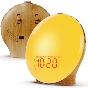 Wake Up Light Sunrise Alarm Clock for Kids, Heavy Sleepers, Bedroom, Full Screen with Sunrise/Sunset Simulation, Dual Alarms, FM Radio, 15 Colorful Nihgt Lights, Natural Sounds,...