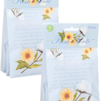 WILLOWBROOK | Fresh Scents Scented Sachet Packet | White Cotton | Air Freshener Bags for Drawers, Closets, Cars | 6 Pack | Long Lasting Home Fragrance