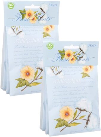 WILLOWBROOK | Fresh Scents Scented Sachet Packet | White Cotton | Air Freshener Bags for Drawers, Closets, Cars | 6 Pack | Long Lasting Home Fragrance