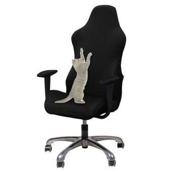 WOMACO Gaming Chair Slipcover Stretch Seat Chair Cover for Leather Computer Reclining Racing Ruffled Gamer Chair Protector (Black, One-Size)