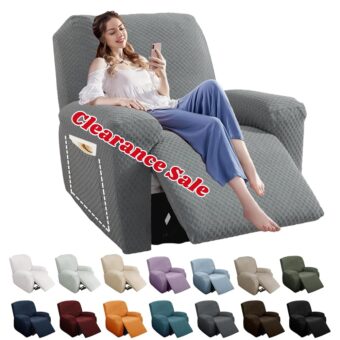 YEMYHOM 4 Pieces Stretch Recliner Slipcover Latest Jacquard Recliner Chair Cover with Side Pocket Anti-Slip Fitted Recliner Cover Couch Furniture Protector with Elastic Bottom...