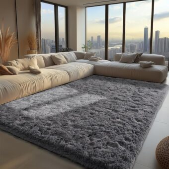 Zentavio Area Rugs for Living Room Grey Rugs for Bedroom 4x6 Carpet Fluffy Fuzzy Soft Shag Aesthetic Plush High Pile Gray Throw Rug for Nursery Kids Room Dorm