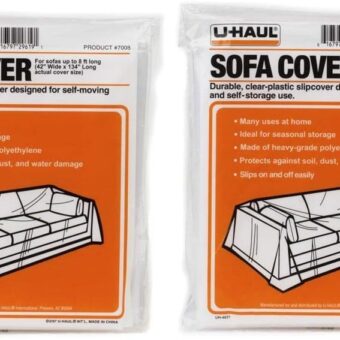 U-Haul Sofa Covers - 2 Pack – Plastic Moving and Storage Covers for Couches Up to 8’ Long – 134” x 42” Covers – Water Resistant